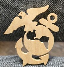 Marines The Eagle,Globe And Anchor Wood Hand Made Christmas Ornament Scroll Saw 