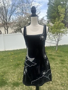 NEW Chelsea & Violet Cleo Velvet Beaded Moon slim Mini Black Dress size 2 $199 - Picture 1 of 6
