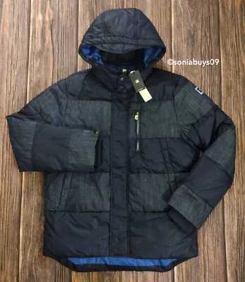 G-Star RAW Men's S.O. Park Big Puffer Denim Jacket, Navy, Size XL - Image 1 of 4