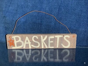Antique Primitive Barn Wood LONGABERGER BASKETS Hang Sit Shelf Sign Ornament ❤️ - Picture 1 of 6