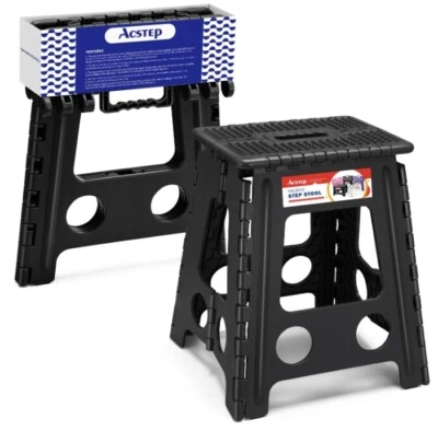 plastic Folding Step Stool 16 inch folding stool seat chair portable kids adults - Image 1 of 4