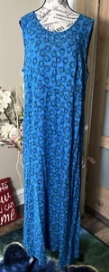 Worthington Blue Floral Maxi Dress Size 18 Sleeveless Relaxed Tropical - Picture 1 of 10