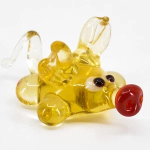 Estatuilla pequeña de vidrio soplado de ratón marrón ámbar hecha a mano con lámpara ucraniana - Imagen 1 de 5