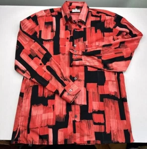 GEORG ROTH Geometric Red Black Print Button Shirt Mens Medium 39/40 Bill Murray - Picture 1 of 11