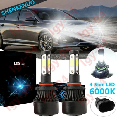 4 侧 9005 HB3 LED 车头灯灯泡高/低光束适用于 HYUNDAI Sonata 2015 - 2019 2X — 第 1/4 张图片