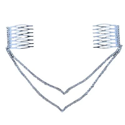 Wedding Hair Piece Adornment Rhinestone Jewels Combs Silver Accessories - Image 1 of 4