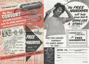 Consort Vacuum Cleaner Sales Leaflet Free Hairdryer Alma Cogan Flyer Replica - Picture 1 of 3