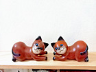 Wooden Cat Pairs Thai Handmade Carved Gift Figurine  Home Decorations Souvenir