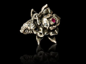 Rose Scorpion Ring with ruby - Picture 1 of 5
