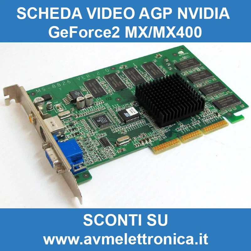 Scheda video AGP 4x NVIDIA GeForce2 MX/MX400 MX100 MX400 SDR DDR Sparkle MSI - Immagine 1 di 1