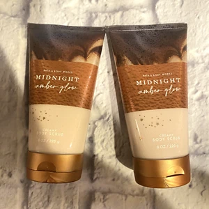 2 NEW BATH BODY WORKS Midnight Amber Glow Glow Body Scrub 8 OZ - Picture 1 of 2