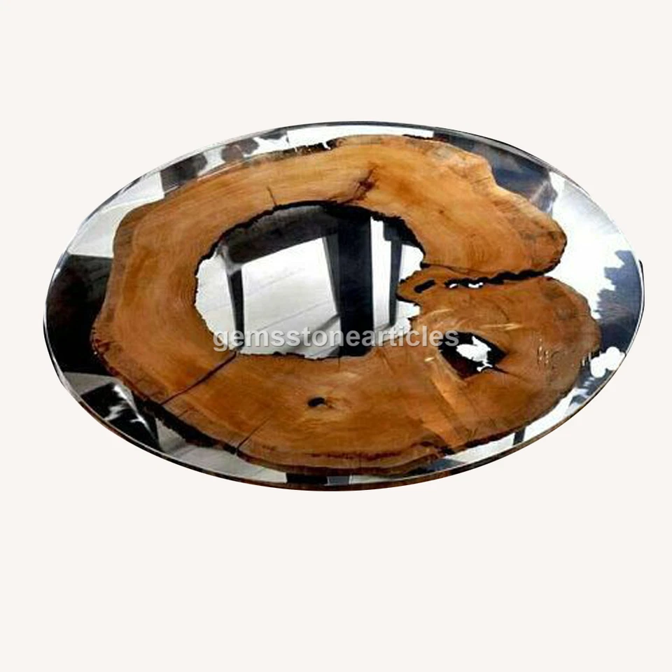 Crystal Clear Resin Table Top , Round Wood Table, Live Edge Table Tops - Image 1 of 1