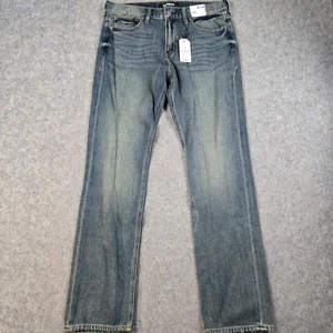 Pantalones de mezclilla Express para hombre 34x34 originales clásicos rectos lavado oscuro grunge desteñido - Imagen 1 de 13