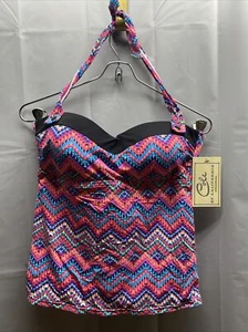 Cole of California Halter Swim Swimsuit Tankini Top Multicolored Sz S Small NWT - Picture 1 of 5