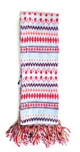 American Eagle Outfitters Blue Gray Wool Blend Geometric Pattern Scarf 68"x5.5" - Picture 1 of 6