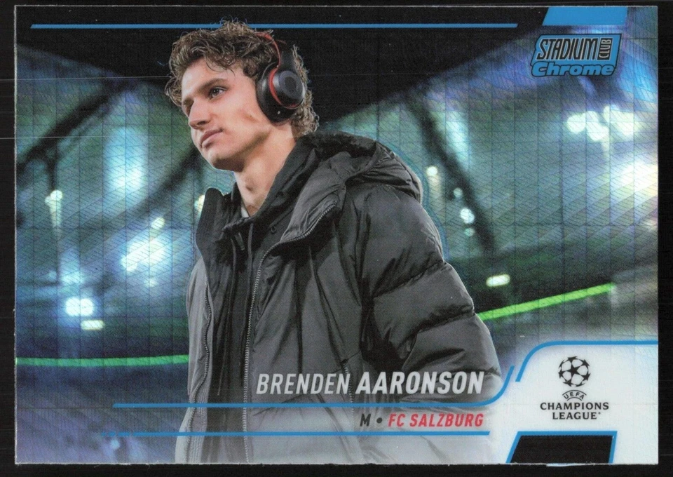 Brenden Aaronson 2021 Topps Stadium Club Chrome UEFA # 15 Blue Prism Refractor F - Image 1 of 2