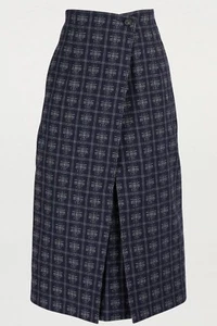 Palmer Harding Navy Blue Geometric Print Midi Cotton Wrap Skirt. UK 14 - Picture 1 of 8