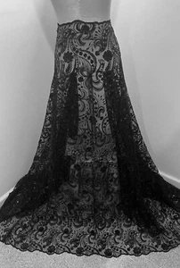 BLACK Embroidery Sequins Lace Fabric 50” Width Sold By The Yard - Picture 1 of 6