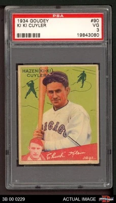Goudey #90 1934 Kiki Cuyler Cubs Salón de la fama PSA 3 - En muy buena condición Foto 1 de 2