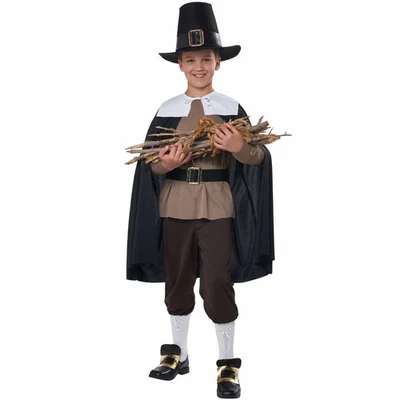 Disfraz Mayflower Pilgrim Acción de Gracias Pionero Colonial Día Antiguo Niño Niños Foto 1 de 4