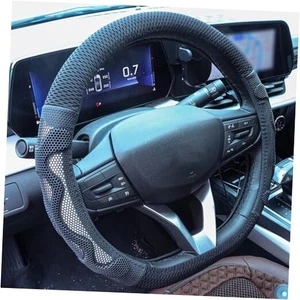 Car Steering Wheel Cover 14.5-15 Inch (37-38cm) 3D Honeycomb & Ice Silk D Shape - Picture 1 of 7