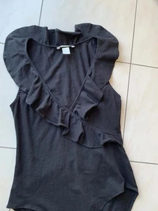 H&M BODY/TOP Basic /Schwarz/Rüschen Gr.M/38 W.NEU - Bild 1 von 13