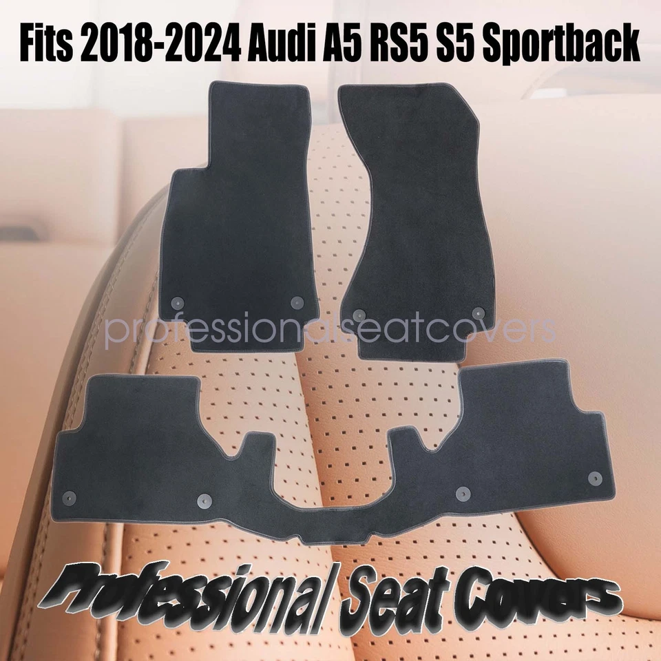 For 2018-2024 Audi A5 RS5 S5 Sportback Floor Mats Carpet Replacement Velour 4Pcs - Image 1 of 4