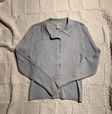 Suéter Vintage Express Tricot Gris Azul Cuello Talla Pequeña Foto 1 de 4