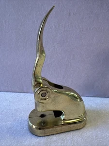 Prensa de escritorio grabada monograma dirección sello latón dorado metal pesado - Imagen 1 de 15