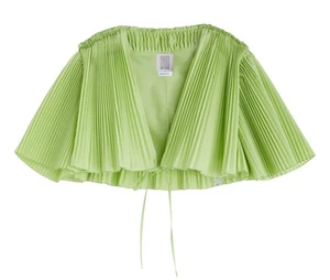 Rosie Assoulin Jacket Wrap Knife Pleat Capelette Top Green Citrus Sz XS 2 NwT - Picture 1 of 16