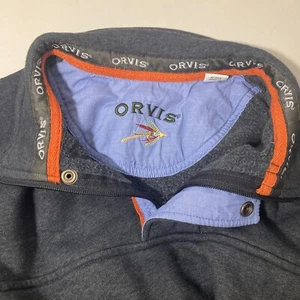 Orvis Men's Quarter Zip Pullover M, Grey Q Zip W Button - Picture 1 of 7