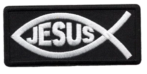 JESUS FISH Iron On Patch Jesus Religious Christian - Picture 1 of 1