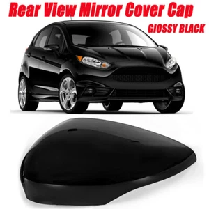 Para Ford Fiesta 2011-2017 cubierta de espejo retrovisor lateral izquierdo tapas borde negro brillante - Imagen 1 de 7
