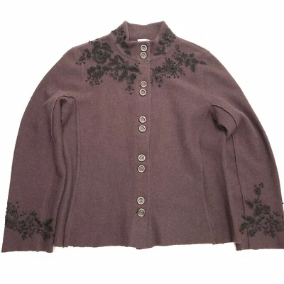 J. Jill Wool Jacket Size Medium Burgundy Military Womens Womens Button Up  - Image 1 of 4