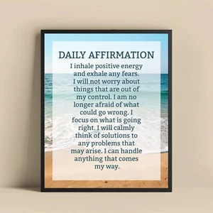 Daily Affirmation Print, Positive Energy Wall Art, Inspirational Quote Poster - Picture 1 of 9