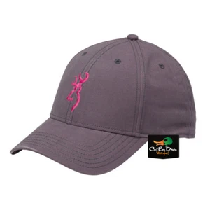 NEW BROWNING WOMENS AMBER CAP CHARCOAL PINK ADJUSTABLE HAT BUCKMARK LOGO - Picture 1 of 2