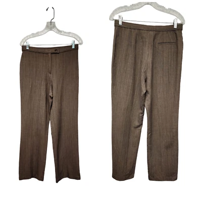 East 5th Petite Straight-Leg Glen Check Plaid Pattern Dress Pants Brown Size 10P - Image 1 of 4