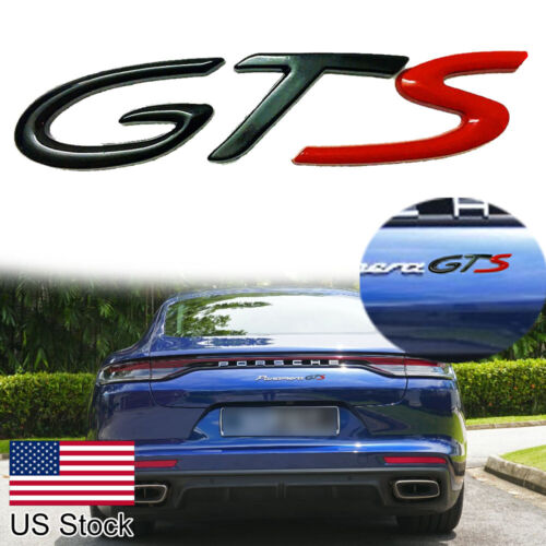 1PC Glossy Black Red GTS Badge 3D Rear Trunk Stickers For Porsche Panamera 911