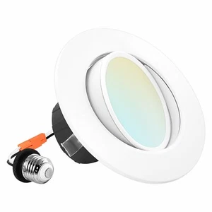 Luxrite 4 Inch Gimbal LED Recessed Lighting 8W=60W 5 Color Options Dimmable - Picture 1 of 7