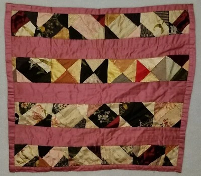 Antique Doll Crazy Quilt Pieced Strip Patterns 15-3/4" X 14-1/2" Early 20th C. - Image 1 of 4