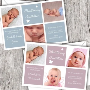 Personalised Photo Invitations ~ Christening ~ Baptism ~ Girl/Boy (3 Photos) - Picture 1 of 3