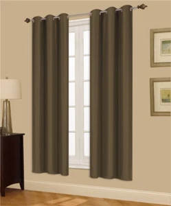 1 BROWN COFFEE SOLID PANEL THERMAL LINED BLACKOUT GROMMET WINDOW CURTAIN SSS 63" - Bild 1 von 1