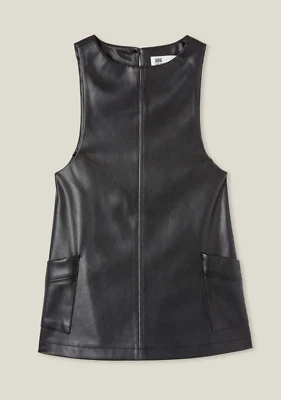 棉:On Kids Penny 素食皮革围脖连衣裙套衫带口袋黑色 6 码 — 第 1/4 张图片