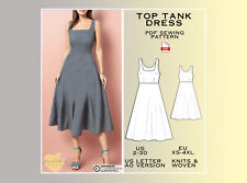 Top Tank Midi Dress Sewing Pattern, Women Sewing Patterns, Woman Dress Pattern