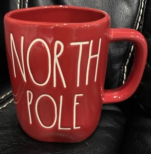 "NORTH POLE"  Red Christmas Mug -  RAE DUNN Holiday Christmas Farmhouse Magenta - Picture 1 of 1