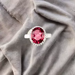 Rosa Turmalin Edelstein 925 Sterling Ring Handarbeit Schmuck Ring als Geschenk - Bild 1 von 3