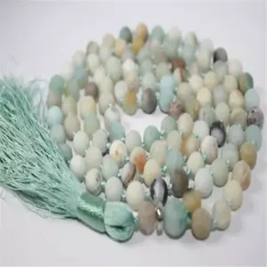 8mm Amazon Gemstone 108 beads Mala tassel necklace Prayer Religious Spirituality - Picture 1 of 3