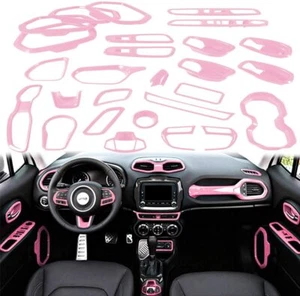 31PCS Car Interior Accessories Cover Trim Kit Pink for Jeep Renegade 2015-2020  - Picture 1 of 8