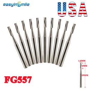 10pcs Dental Carbide Burs FG 557 Endo Drill finishing Tungsten Burrs EASYINSMILE - Picture 1 of 4
