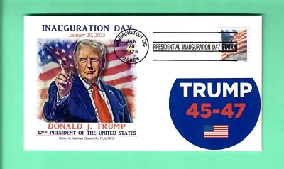 DONALD J. TRUMP 2025 PRESIDENTIAL INAUGURATION GRAEBNER CACHET w/45-47 STICKER - Image 1 of 2